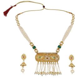 Efulgenz Indian Bollywood Traditional 14 K Gold Plated Crystal Kundan Pearl Beaded Wedding Temple Tassel Choker Necklace Earrings Jewelry Set