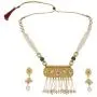 Efulgenz Indian Bollywood Traditional 14 K Gold Plated Crystal Kundan Pearl Beaded Wedding Temple Tassel Choker Necklace Earrings Jewelry Set