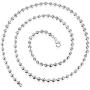 AINUOSHI Rhodium Plated Sterling Silver 2.5-5.0mm Solid 925 Italy Moon Cut Chain Necklace Italian Bead Ball Chain Necklace, Men & Women, 16-28 Inches