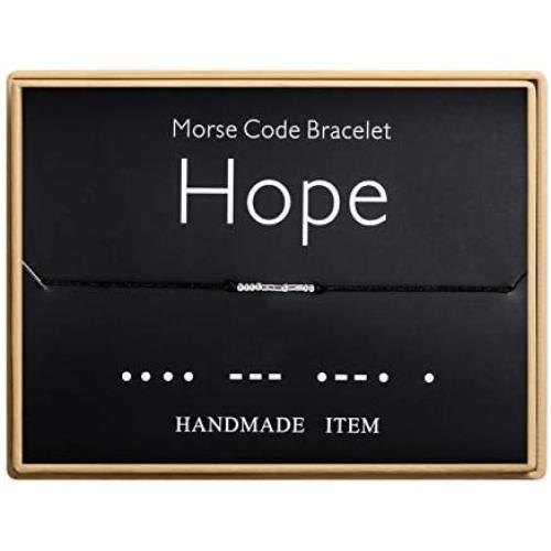 Hope Morse Code Bracelet Handmade Bead Adjustable String Bracelets Inspirational Jewelry for Women