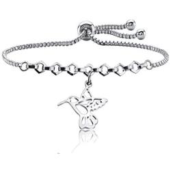 AKTAP Hummingbirds Bracelet Hummingbird Charm Adjustable Link Bracelet Hummingbird Gifts for Her