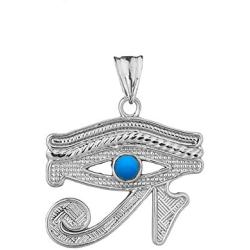 Unique Sterling Silver Egyptian Blue Eye of Horus Pendant