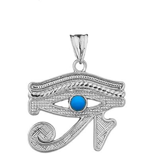 Unique Sterling Silver Egyptian Blue Eye of Horus Pendant