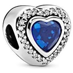 Pandora Jewelry Sparkling Blue Heart Crystal and Cubic Zirconia Charm in Sterling Silver