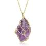 XIANNVXI Wire Wrapped Natural Irregular Raw Stone Pendant Necklace Reiki Healing Crystal Necklaces Gemstone Quartz Jewelry for Women Girls