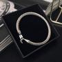 Tiyad Stainless Steel Twisted Bracelet Cable Bangle with Hook Clasp for Women Girl Jewelry. (SILVER)