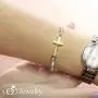 555Jewelry Stainless Steel Metal Religious Cross Clasp Bangle Bracelet