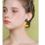 DAMLENG Unique Chic Handmade Bohemian Yellow Matte Flower Butterfly Dangle Drop Stud Earrings for Women Girls Statement Jewelry Gifts