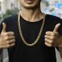 ROWIN&CO Mens Chain Thick Heavy 18K Gold Plated Stainless Steel Miami Curb Cuban Link Necklace Hip Hop Jewelry Choker Chain,15mm Width/ 18 20 22 24 26 30 35 inch Lengths, (with Gift Box)