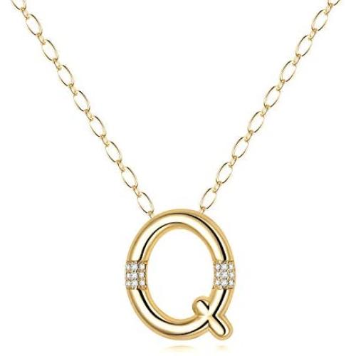 Hidepoo Large Letter Necklace for Women – 14k Gold Filled Cubic Zirconia Initial Pendant Necklace, Big 26 Alphabet Monogram Letter Name Necklace for Women Girl