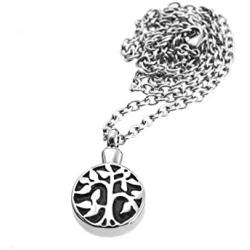 Tree of Life Cremation Urn Jewelry Necklace & Pendant for Ashes w/Funnel Filler Kit Black