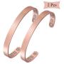 Feraco Magnetic Copper Bracelet for Women Men Arthritis Carpal Tunnel Pain Relief Sleek 99.9% Solid Copper Magnet Bracelets 2 PCS Cuff Bangle
