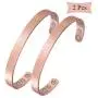 Feraco Magnetic Copper Bracelet for Women Men Arthritis Carpal Tunnel Pain Relief Sleek 99.9% Solid Copper Magnet Bracelets 2 PCS Cuff Bangle