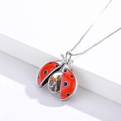 Ladybug Locket Necklace That Holds Pictures 925 Sterling Silver Ladybug Necklace Jewelry Gifts for Women Mother Birthday