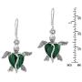Love Life Sea Turtle Heart Malachite .925 Sterling Silver Dangle Earrings