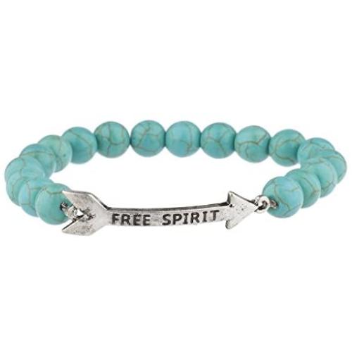 Lux Accessories Boho Beads Free Spirit Turq Beaded Stretch Bracelet