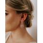SWEETV Chandelier Wedding Earrings Rose Gold Bridal Earrings for Women Brides-Art Deco Drop Dangle Earrings