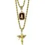 Jewel Town Mens Gold Angel & P Ruby Bundle Set Cz Pendant Hip Hop 24'' & 30'' Rope Chain D463