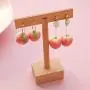 D.Rosse 2 Pairs Unique Creative Super Lightweight Lifelike Pink Peach With Leaf Dangle Drop Earrings Sets for Women Girls Teens Charm Cute Fruit Hoop Earrings Jewelry Gifts