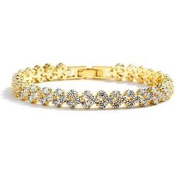 Mariell 6 3/8'' 14KT Gold Plated CZ Wedding Bridal or Prom Tennis Bracelet - Petite Size for Small Wrist