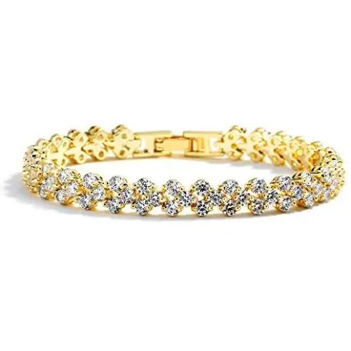 Mariell 6 3/8'' 14KT Gold Plated CZ Wedding Bridal or Prom Tennis Bracelet - Petite Size for Small Wrist