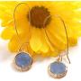 Humble Chic Simulated Druzy Threaders - Boho Glitter Upside-Down Long Hoop Dangle Drop Earrings for Women - Bohemian Created Geode Stone Sparkly Pendants