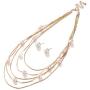 Jones New York White Pearls Multistand Gold Long Necklace Set with Pearl Earrings