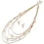 Jones New York White Pearls Multistand Gold Long Necklace Set with Pearl Earrings
