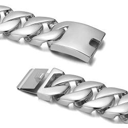 Rowin&CO Chunky Heavy 32mm Thick Stainless Steel Bracelet Mens Punk Gothic Curb Cuban Chain,9.5 inch