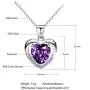Lam Sence Sterling Silver 8mm Heart Shape Crystal with Cubic Zirconia Pendant Necklace