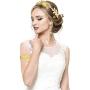Thunaraz 10Pcs Goddess Costume Accessories Set Greek Roman Laurel Leaf Bracelet Golden Leaves Bridal Hair Crown Headband Pearl Leaf Earrings Hair Pins for Wedding Party Accessories