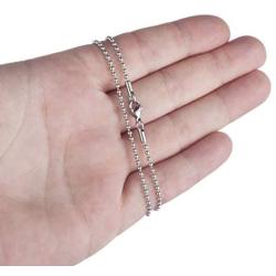 Silvadore 2mm Ball Mens Necklace - Silver Chain Stainless Steel Jewelry - Bead Neck Link Chains for Men Man Women Boys Male Military Dog Tag Pendant - 18'' to 36''