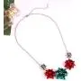 VOGUEKNOCK Gift Bow Necklace Christmas Bow Collar Necklace Xmas Jewelry Gift Red Green Bows