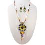 Handmade Orange Black Native American Style Beaded Necklace Earrings Set S-51-SB-8