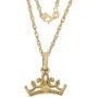 Disney Princess Jewelry for Women, 14K Yellow Gold Tiara Pendant Necklace and Stud Earrings Set, 18” Chain