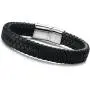 Jstyle Braided Leather Bracelets for Men Bangle Bracelets Fashion Magnetic Clasp 7.5-8.5 Inch