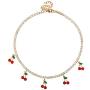 Cherry Zircon Necklace Shiny Tennis Chain Choker Necklace for Women