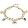 CIUNOFOR Evil Eye Charm Bracelet Gold Rose Gold Plated Stainless Steel Bead Link Italian Style for Women Girls