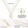 Turandoss Gold Paperclip Chain Necklace for Women, 14K Gold Plated Dainty Paperclip Link Chain Necklace Medallion Evil Eye Star Lightning Heart Butterfly Oval Link Paperclip Chain Necklaces for Women