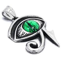 Gungneer Eye of Horus Necklace CZ Stone Pendant Stainless Steel Keel Chain Magical Talisman Egypt Jewelry Accessory
