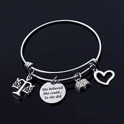 Eigso Scales of Justice Lawyer Gifts Bracelet Keychain She Believed She Could Law School Graduation Gift for Attorney Women New Lawyer Jewelry