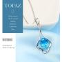 HXZZ Fine Jewelry Natural Gemstone Women Gifts 925 Sterling Silver Swiss Blue Topaz Pendant Necklace