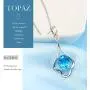 HXZZ Fine Jewelry Natural Gemstone Women Gifts 925 Sterling Silver Swiss Blue Topaz Pendant Necklace