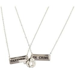 Lux Accessories Partners in Crime Gun Handcuff Friendship BFF Necklace