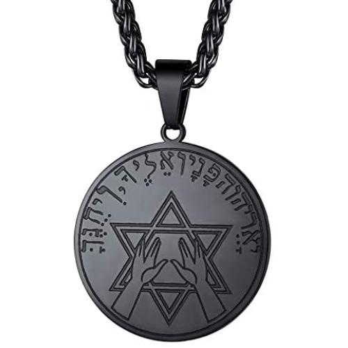 FaithHeart Hebrew Priestly Blessing Necklace, Stainless Steel/18K Gold Plated Customizable Pendant for Men Women Charms