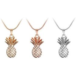 Ouran Long Necklace for Women,Pineapple Pendant Necklace Rose Gold or Silver Chain Necklace with CZ Crystal