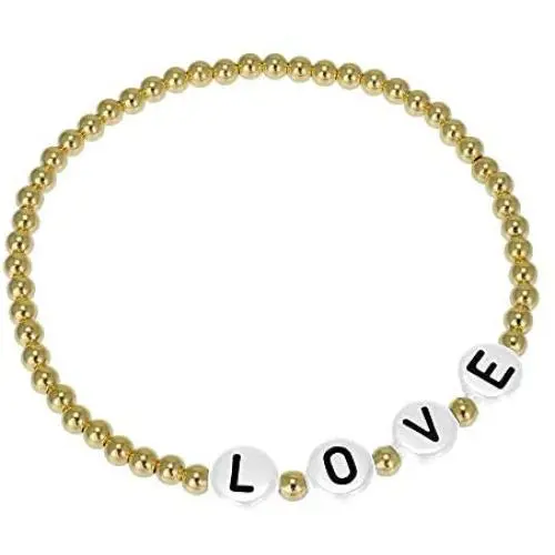 Anela Love White Beaded Bracelet, 14kt Gold Filled Beaded, Stretch and Stackable, Hand Made in USA Anela Love White Beaded Bracelet, 14kt Gold Filled Beaded, Stretch and Stackable, Hand Made in USA