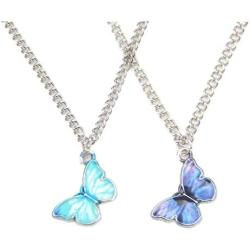 HLDIFENGGS Cute Butterfly Necklaces for Teen Girls Trendy, Cute Teen Jewelry Purple Small Butterfly chokers Necklaces for Women (2 Pieces)