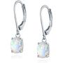 Opal Leveback Earrings Dangle White Rose Gold Plated for Women Girls Hypoallergenic 6x8mm