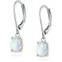 Opal Leveback Earrings Dangle White Rose Gold Plated for Women Girls Hypoallergenic 6x8mm